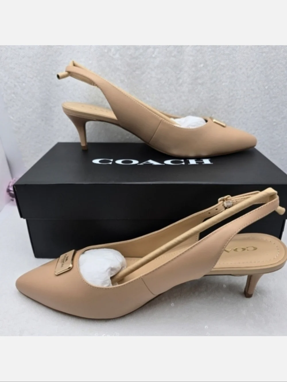 Coach Jillian Slingback Classic Closed toe Low Heel Neutral color Women's 9.5